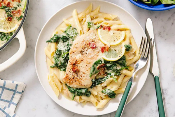 Creamy Garlic & Bacon Parmesan Chicken with Spinach